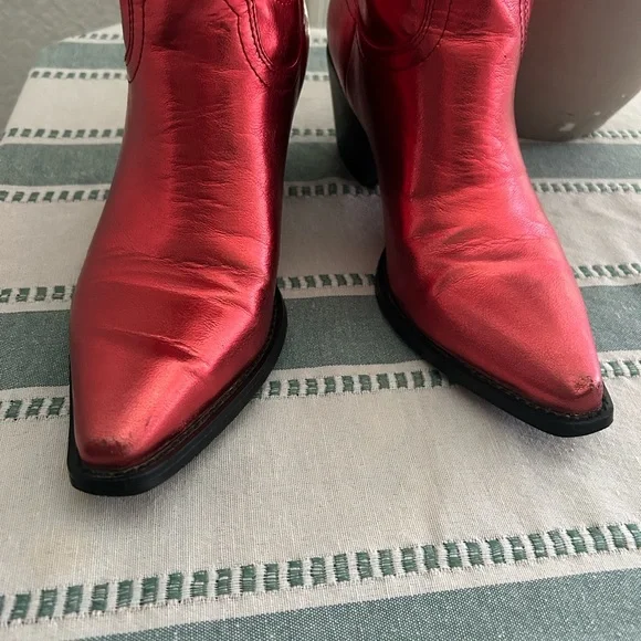 Billini Shiny Red Heeled Boots - Picture 3 of 7
